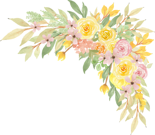 Gorgeous Pink And Yellow Watercolor Floral Arrangement