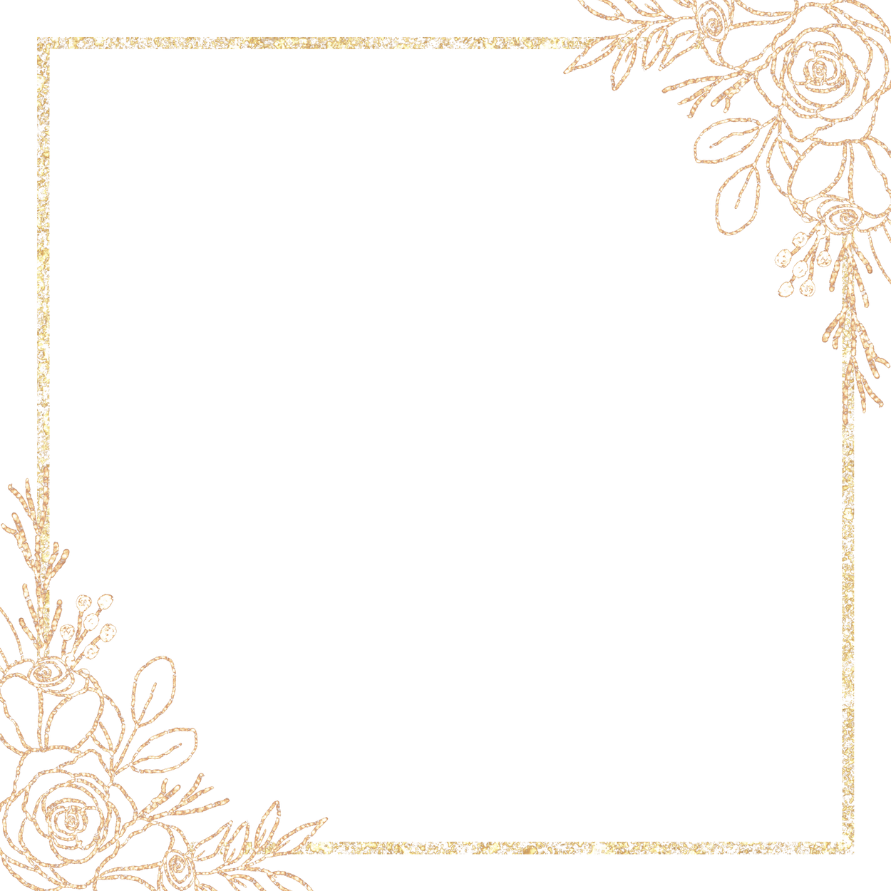 gold glitter rose flower border